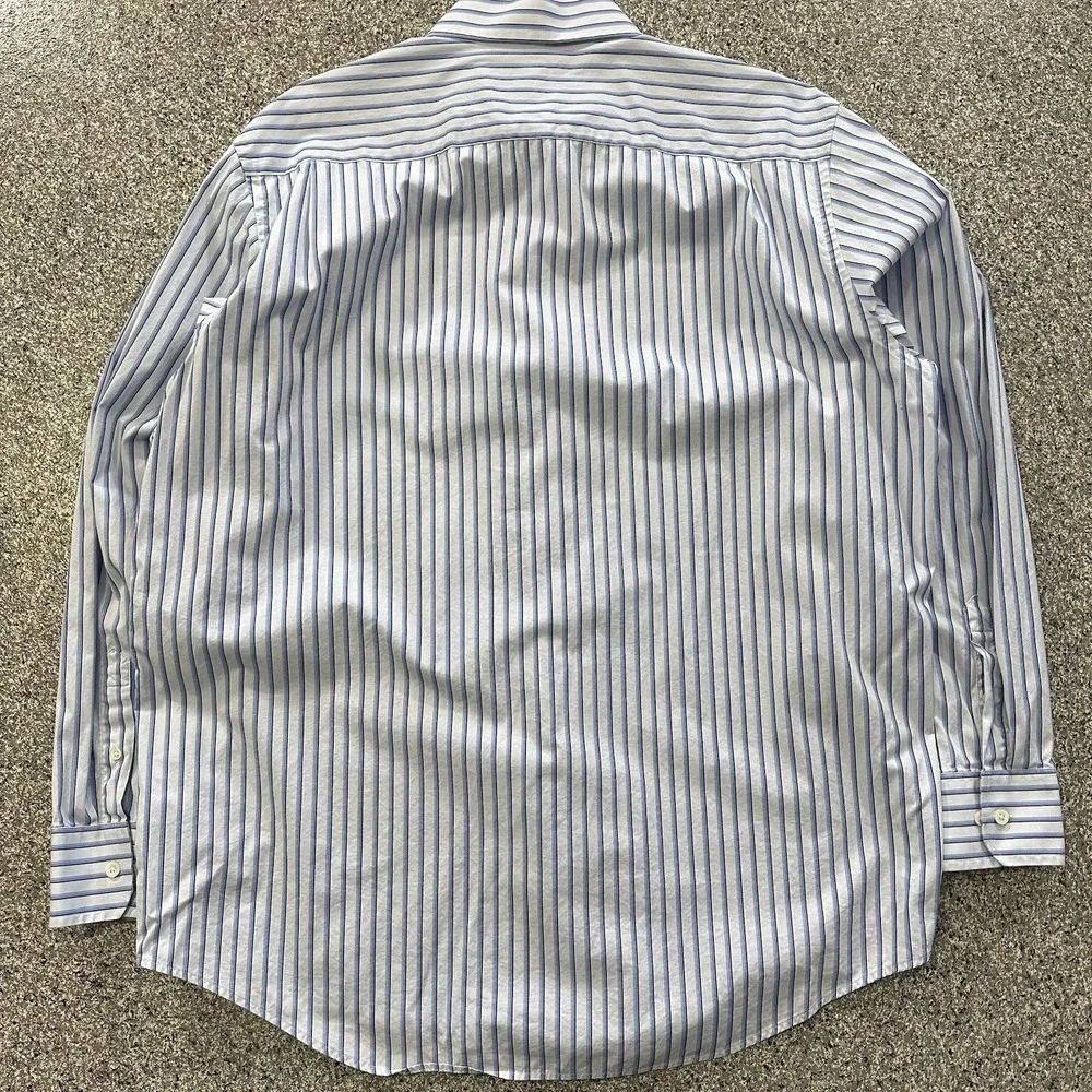 Vintage Banana Republic Dress Shirt Mens XL 17-17.5 Blue Striped LS Button Up